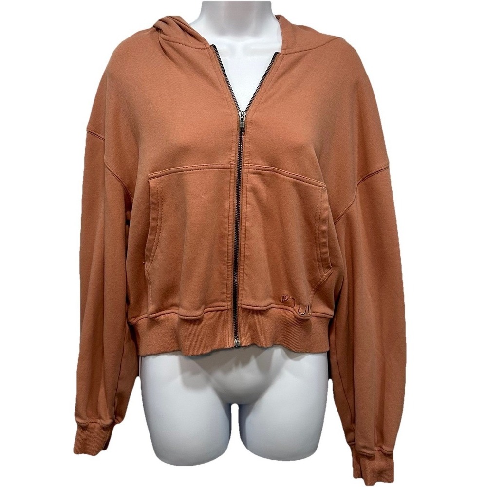 P'Tula Cropped Hoodie Women's Size Medium Color Rose Gold Full Zip Front Pockets